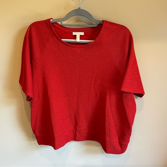 Eileen Fisher Women's L Red Pullover Sweater Top Short Sleeve - Picture 1 of 4